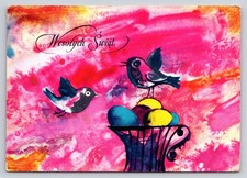 1965 Polish Easter Postcard RUCH Birds Eggs Wesołych Świąt England Posted