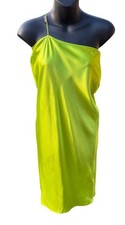 SER.O.YA Lime Green Satin Asymmetrical Mini Dress XS