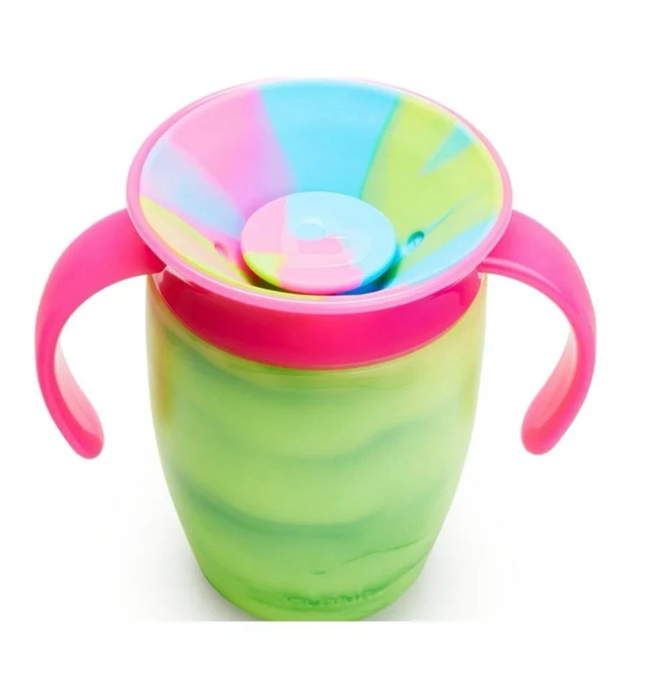 Taza para sorber Munchkin Miracle 360° 7 oz sin BPA rosa azul verde plástico a prueba de derrames Foto 2 de 3