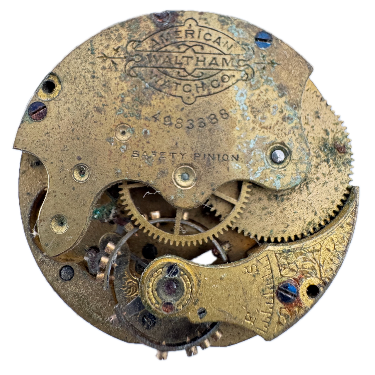 Antique 0s 1891 Waltham 7 Jewel Mechanical Hunter Pocket Watch Movement M USA