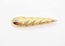 3.25" M.J.ENT Gold Plated Textured Twisted Cone Shell Brooch Pin M.Jent M.Lent