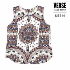 VERSE Made In USA Boho Medallion Print Sleeveless Blouse Tank Top Women's Size M
