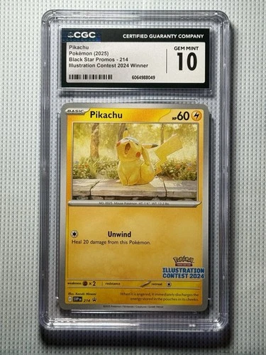 The Pokémon Company Pikachu Promo 214 Illustration Contest 2024 CGC GEM MINT 10