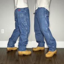 Y2K Baggy Dickies Carpenter Jeans 34x32 Blue Medium Wash Relaxed Denim Workwear