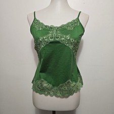 Canotta WD NY verde misto seta orlo pizzo camicia grande Fairycore Indie Y2K