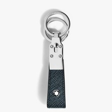 Portachiavi Montblanc sartorial Con passante 220397 Pelle Tweed Blu Key Fob