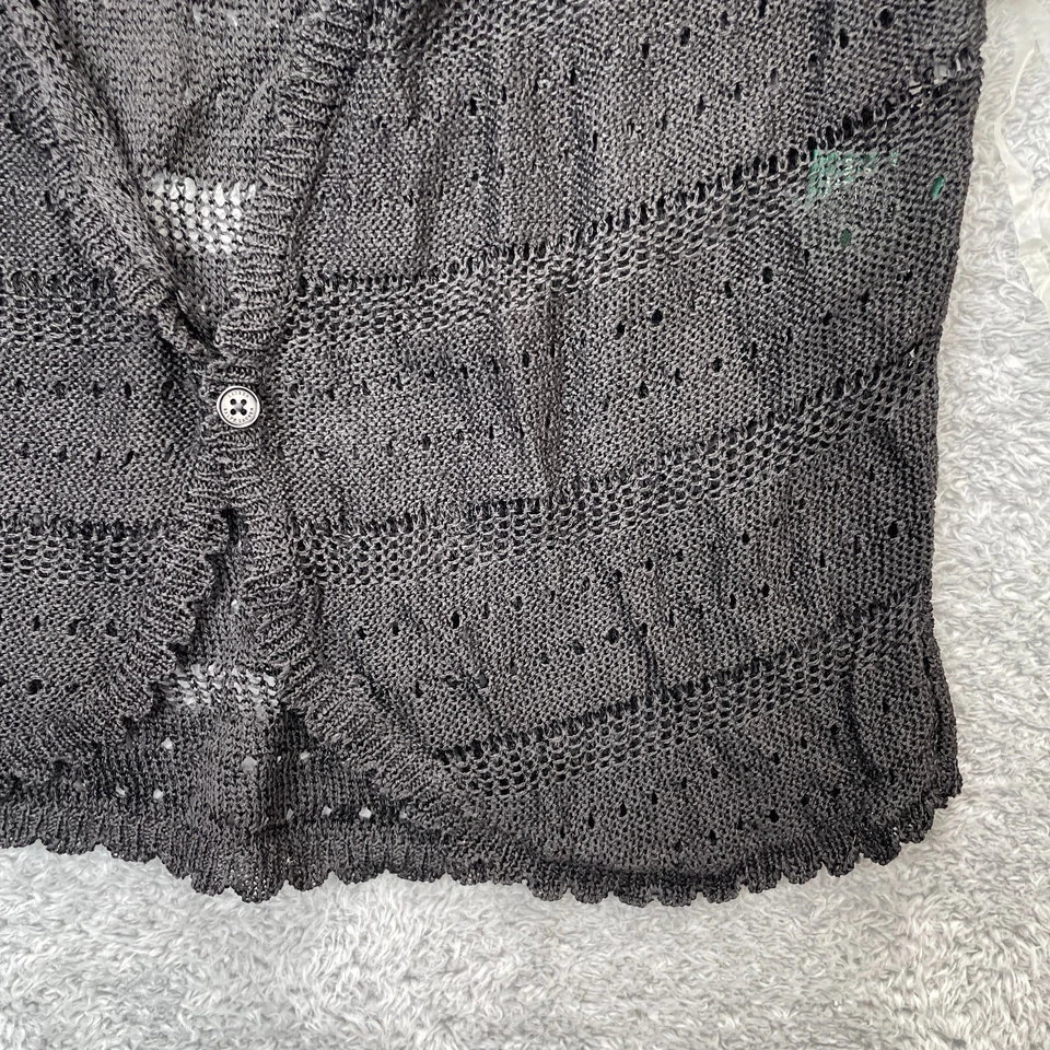 Lauren Ralph Lauren Sweater Womens Medium Large Petite Black Cardigan Open Knit - Image 3 of 4
