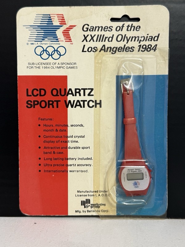 Vintage 1984 Olympics LCD Quartz Sport Wrist Watch RED NEW IN PACKAGE