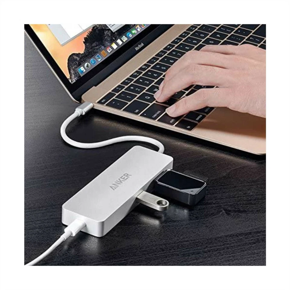 Anker Premium USB-C Hub Ethernet Dual USB 3.0 Recharging Type C 60W PD A8302H41 - Image 4 of 4