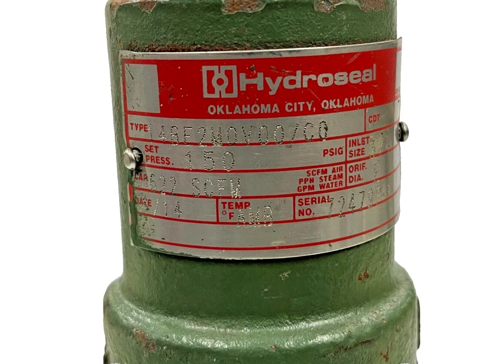 HYDROSEAL 14BE2M0V00/C0 WCB SAFETY RELIEF VALVE 3/4" 150 psi 622 SCFM - Image 2 of 3
