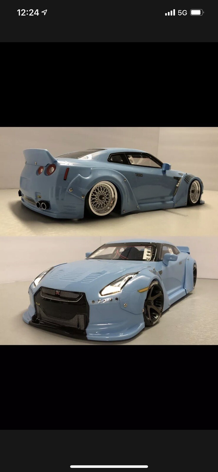 Painted & Finished 200mm rc body Wide Body Nissan Skyline R35 Baby Blue ...