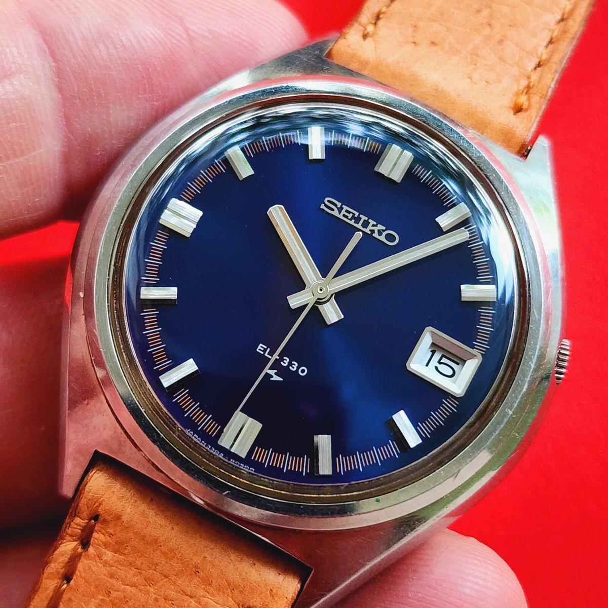 Seiko Blue Dial EL 330 Quartz Watch Rare 3302-8070 Cal 3302 For