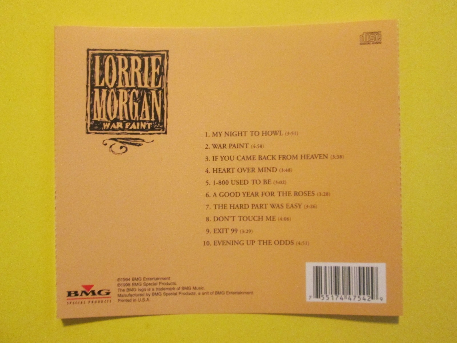 Lorrie War Paint Country Excellent NM CD 755174475429 eBay