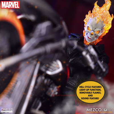 Mezco Toyz Ghost Rider Hell Cycle Set Action Figure One:12