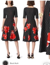 Carolina Herrera Floral Print Jacquard Silk Blend Fit & Flare Dress