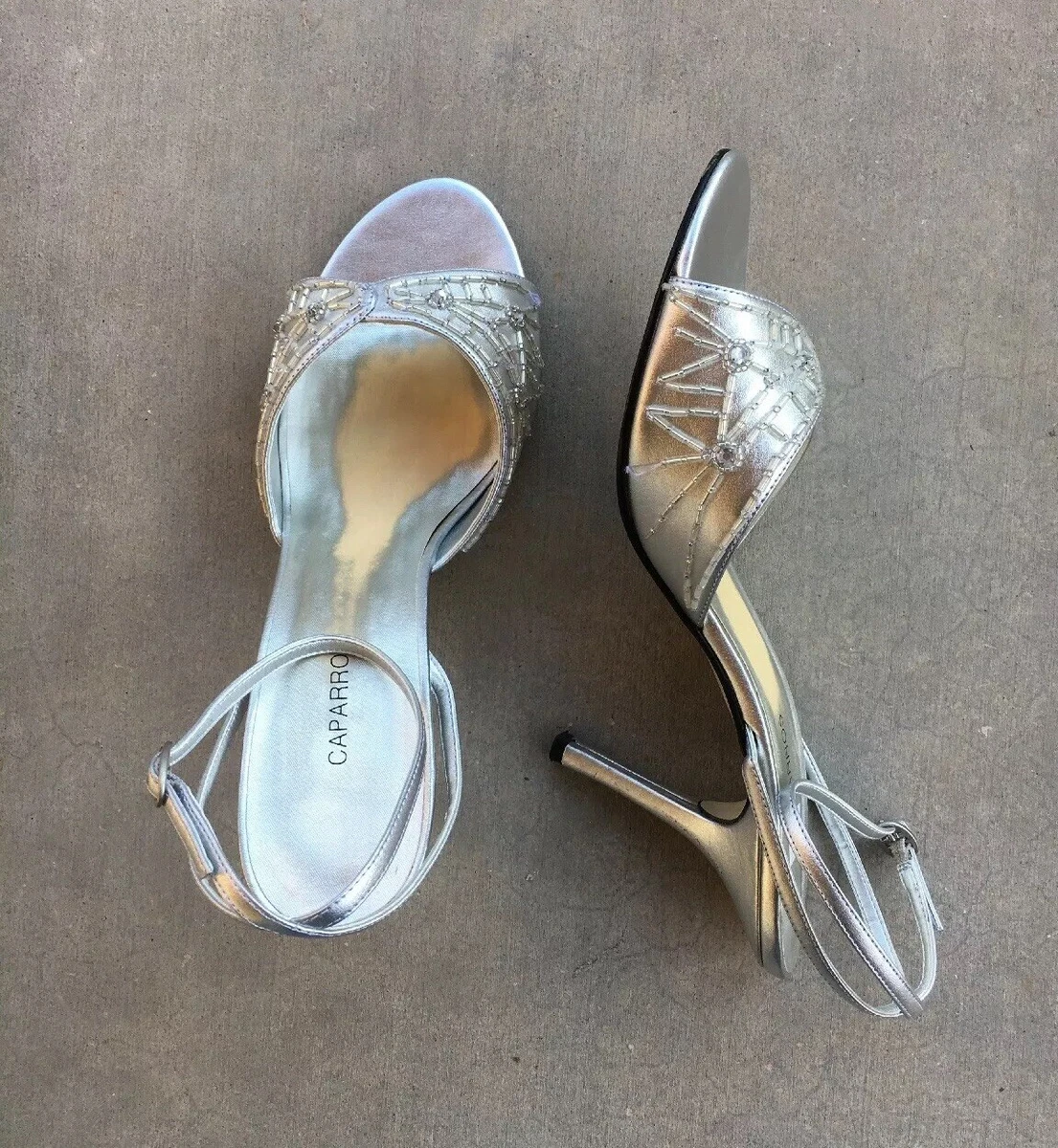 Vintage 2000s Caparros Infinite Womens 9.5 Silver Beaded Ankle