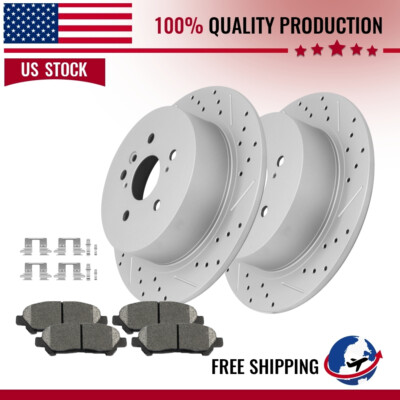 Rear Disc Brake Rotors and Ceramic Brake Pads for 2008 - 2014 Toyota Highlander