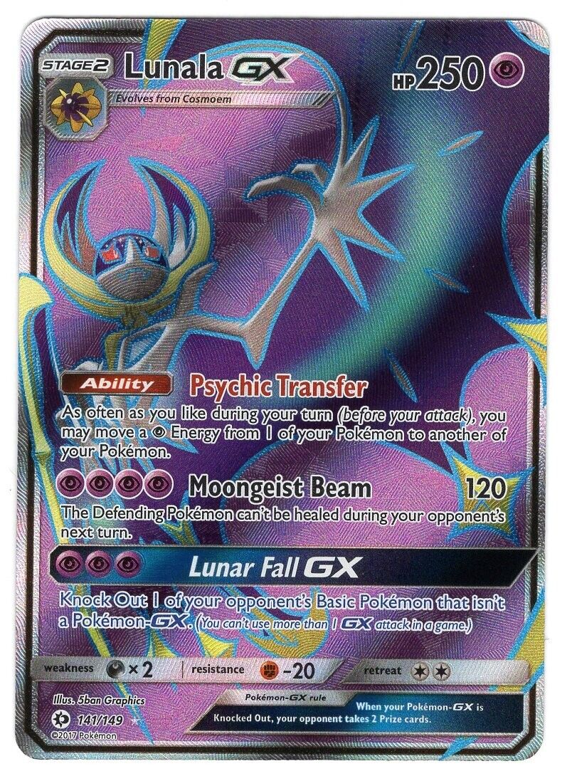 Lunala GX 141/149 Sun & Moon - NM Ultra Rare Full Art Pokemon Card