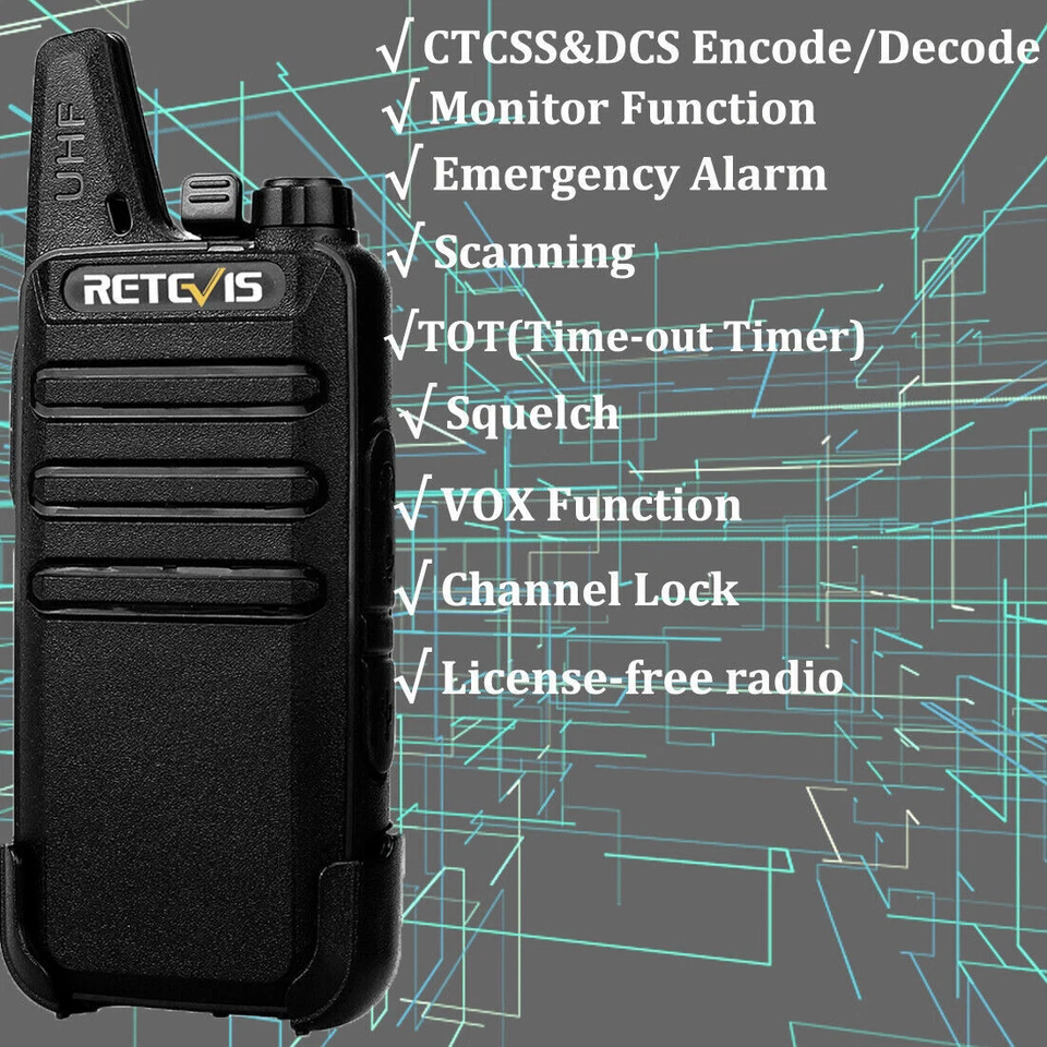 Retevis RT622 Walkie Talkie Mini PMR446 Professionelles 2-Wege-Radio VOX Squelch - Bild 4 von 4