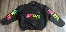 Vintage Unisex SURF STYLE Windbreaker 1/4 Zip BLACK One Size EXCELLENT COND