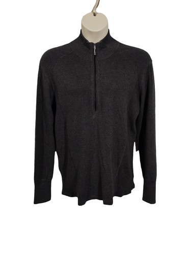 Eddie Bauer Dark Gray Ribbed Knit V Neck Long Sleeve Sweater Size