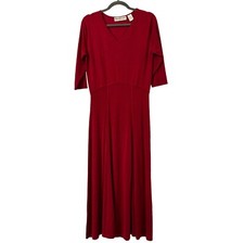 Norm Thompson Women's Dress Petite Knit Red Long 3/4 Sleeve Size P Small