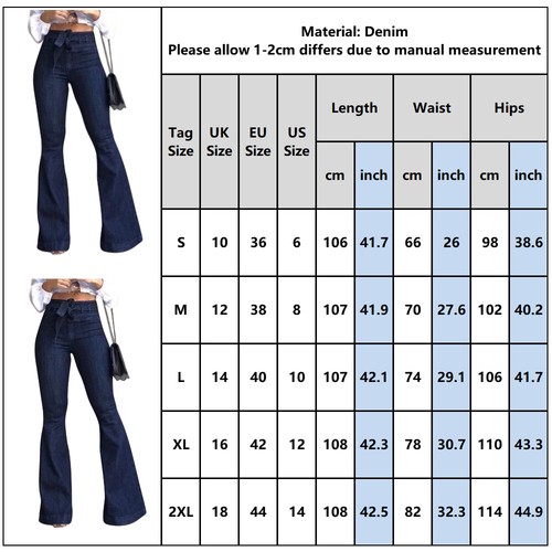 Hochtaillierte Damenjeans Glockenstretchhose Flare breites Unterbeinhose - Bild 2 von 13