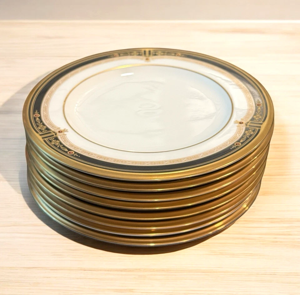 Juego de 8 platos de pan Noritake Gold & Sable 9758 punto rubí borde dorado negro 6 5/8" Foto 3 de 4