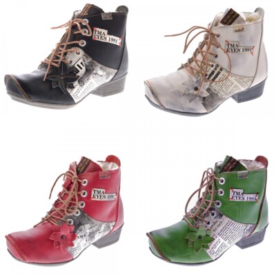 Leder Damen Stiefeletten gefüttert Boots echt Leder Winter Schuhe TMA 8077  36-42