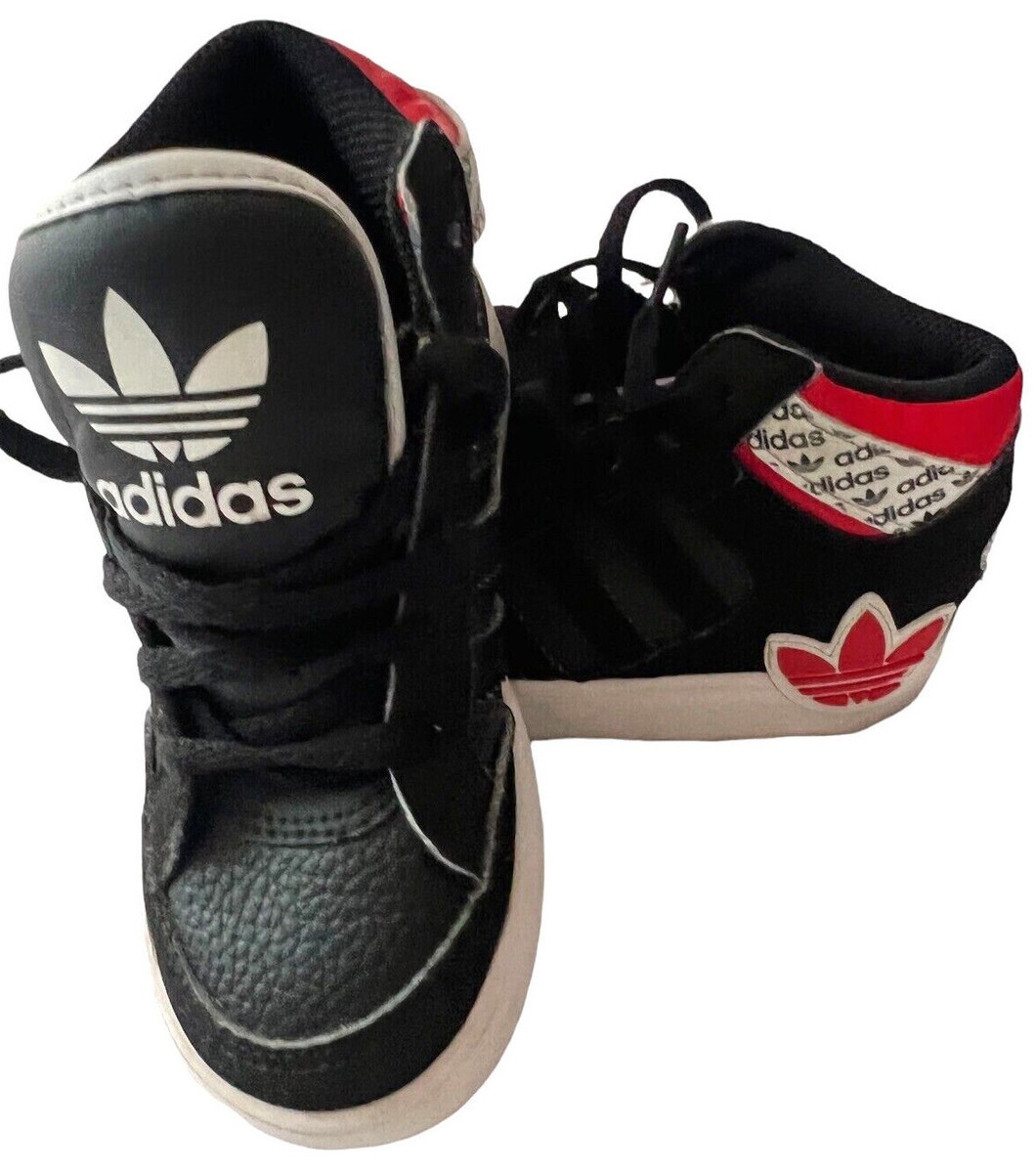 ADIDAS KIDS HARD COURT HIGH WHITE, BLACK & RED TODDLER  display picture 1