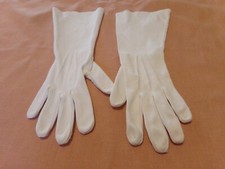 Vintage Girl's M/L Over the Wrist White Nylon Dress Gloves 11 Inches Long VGUC