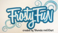 Frosty Fun winter paper piecing title premade scrapbook page by Rhonda