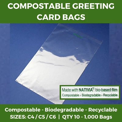 Compostable Cello Bags - Clear Greeting Card Display Biodegradable Cellophane