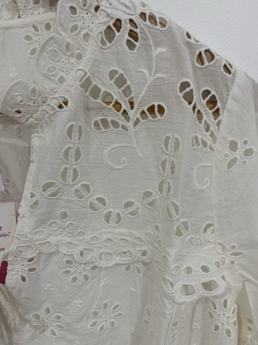 Postie Cottage Core broderie anglaise blouse women size 10 white 3/4 Sleeve - Picture 5 of 12