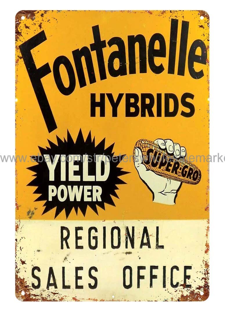 Seed sign Fontanelle Hybrids CORN metal tin sign metal grocery sign eBay