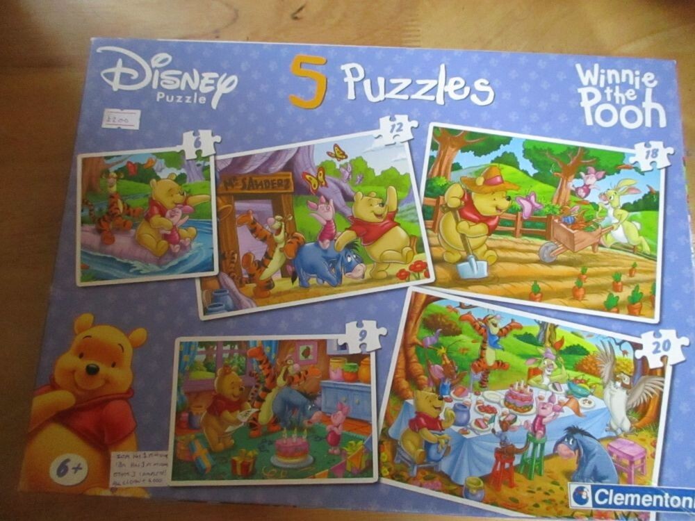 Disney Puzzle: Winnie The Pooh 5 Puzzles by Clementoni - 3 Complete, 2 Incomplet