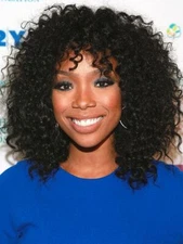 Black Afro Kinky Curly Wigs With Bangs Shoulder Length Curly Short Wig for Women