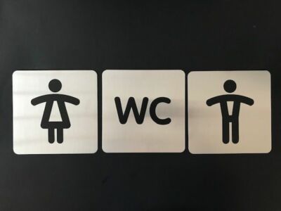 Klare Toilettenzeichen Für Damen & Herren – Selbstklebende Türschilder Aus Acryl, Schwarz (kpl. Satz)