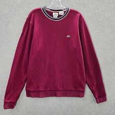 Lacoste Men Sweatshirt 5 Red Logo Long Sleeve Crew Neck READ