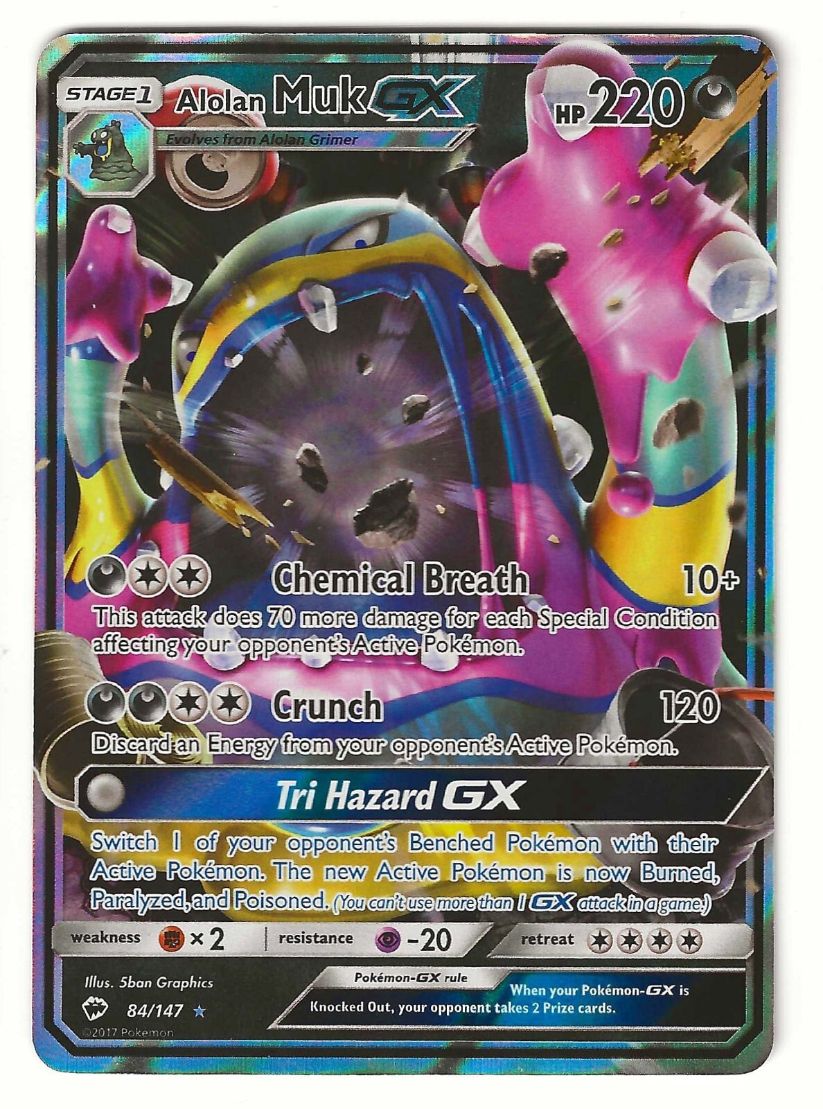 Alolan Muk GX 84/147 Burning Shadows - Ultra Holo Rare Pokémon Card - NM
