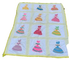 hand stitched quilt sunbonnet girl 77 x63