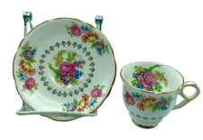 Vintage Royal Stafford Demitasse Cup & Saucer Pink Roses Bone China