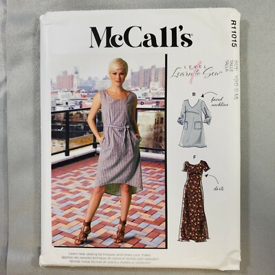 McCalls Pattern R11015 Misses Dresses Belt 6 Styles Learn To Sew XS S M UNCUT