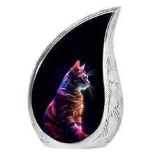 Ethereal Neon Cat Urn For Human Ashes - Urn For Ashes Adult Male - Miniature Urn