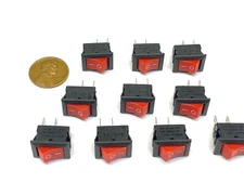 10 Pieces RED Rocker switch 15x10mm 2pin 6a small boat on off  mini kdc1 E30