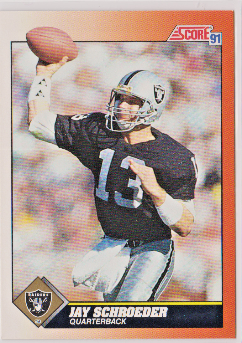Jay Schroeder Oakland Raiders Quarterback 1991 Score Card # 357