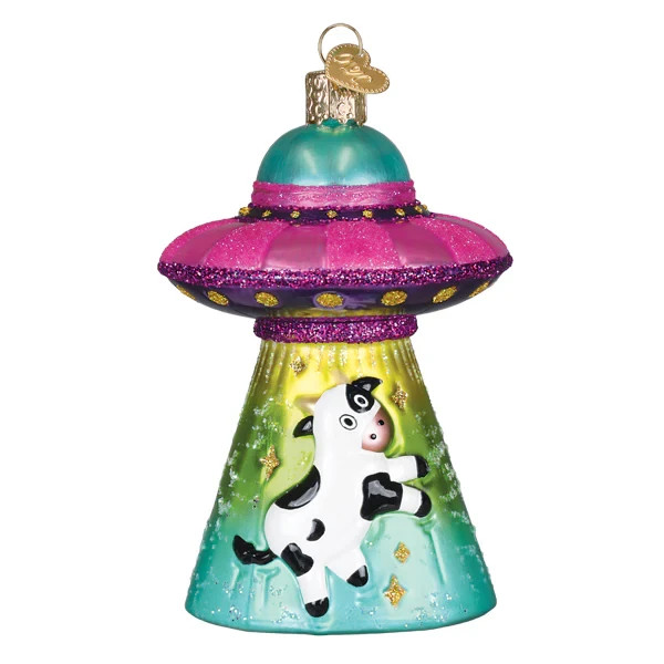 Old World Christmas COW ABDUCTION (12723) Glass Ornament w/OWC Box
