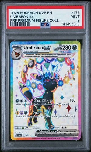 2025 POKEMON PRISMATIC EVOLUTIONS PREMIUM FIGURE COLLECTION UMBREON EX PSA 9