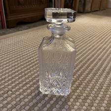 Vintage geschliffenes Glas Kristall Karaffe Wasser/Whisky Krug 23 cm hoch mit Stopfen