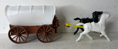 Vintage Plastic Stage Coach Horses Cake Topper Toy Figure